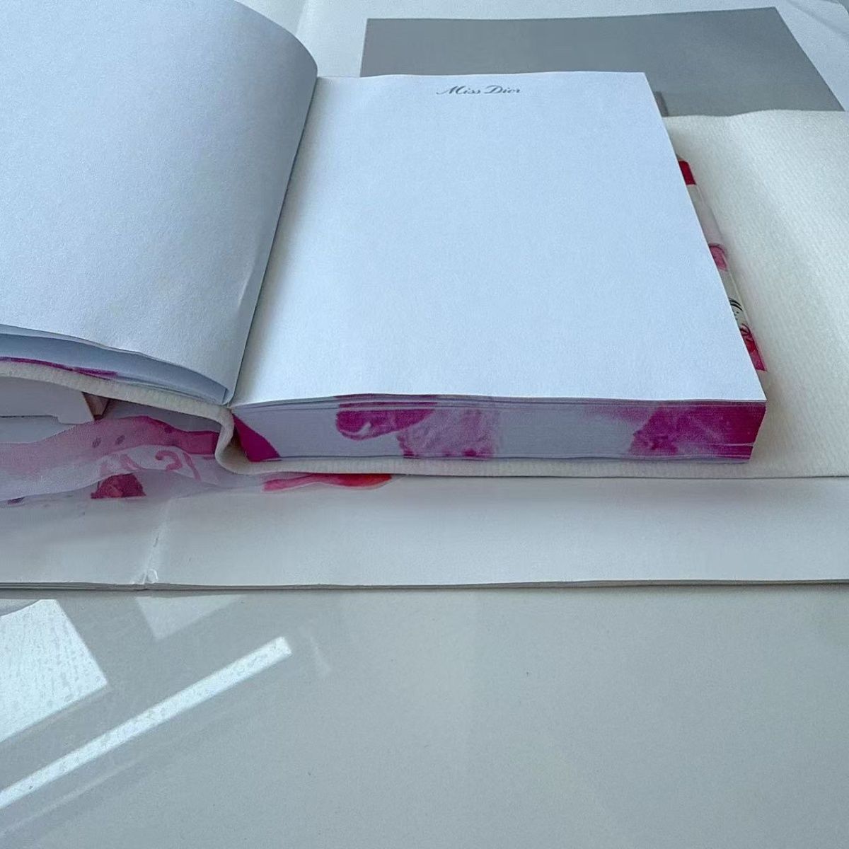 Dior Ribbon Bow Notebook with Pencil
