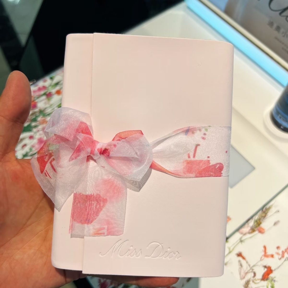 Dior Ribbon Bow Notebook with Pencil