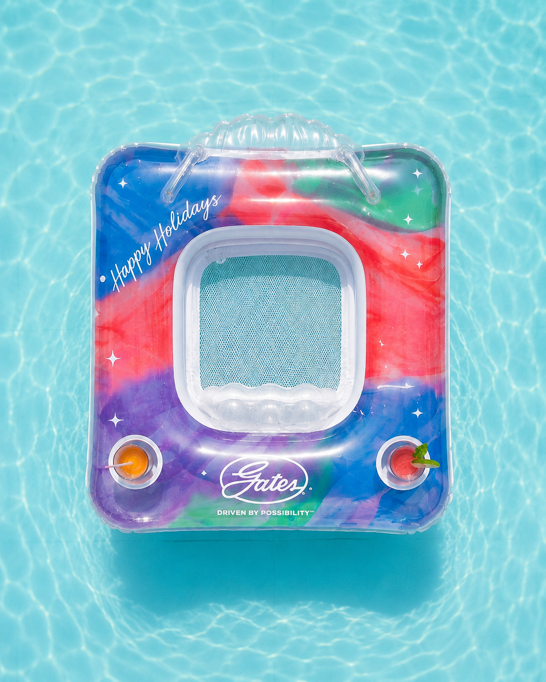 Inflatable Pool Lounge Chair with Mesh Seat & Cup Holders Blend Gifts