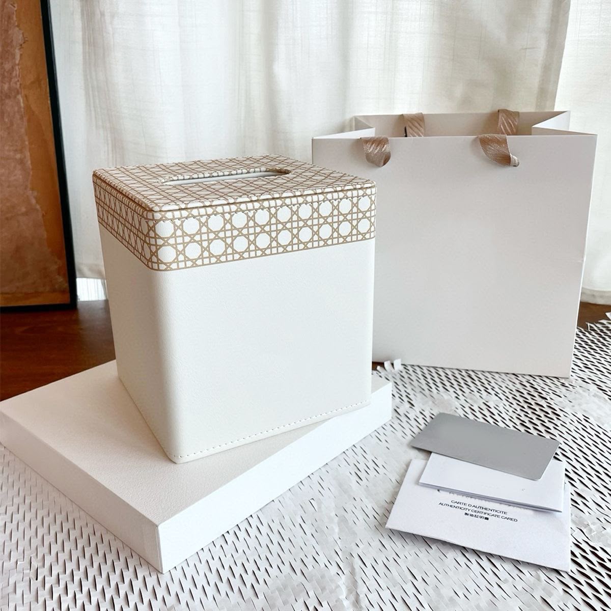 Dior Leather Square Cardboard Box Tissue Holder DIOR