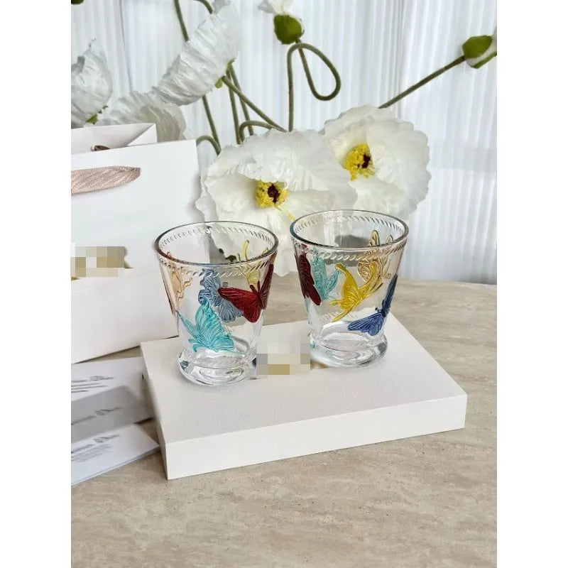 Christian Dior Hand Painted Glass Creative Graffiti Painting Stroke Water Cup
