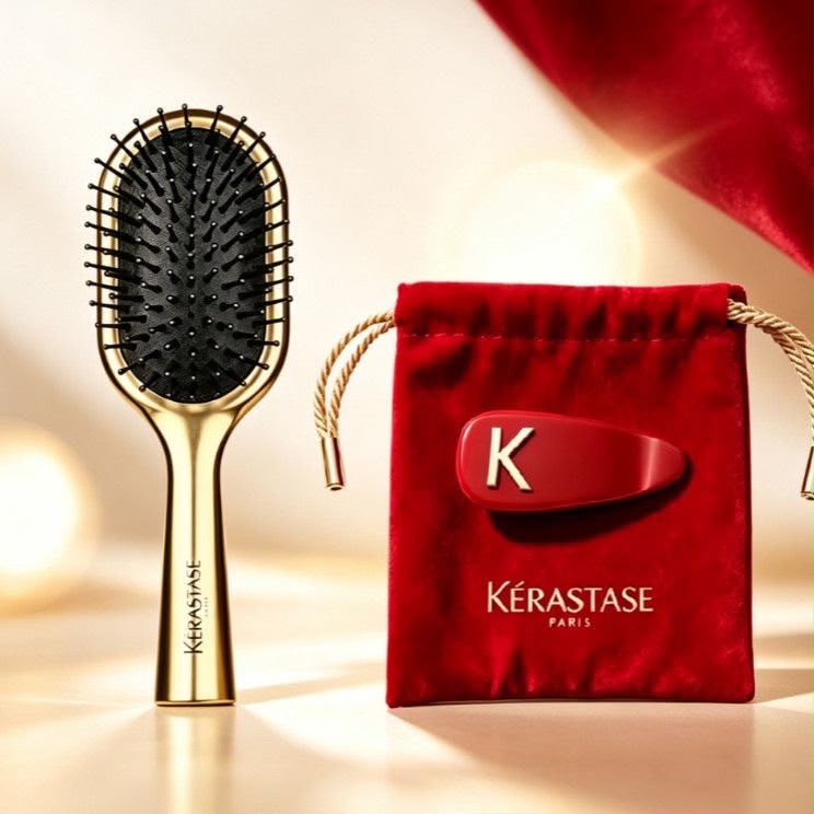 KERASTASE HAIR BRUSH SCALP RELAXING CUSHION COMB NIB - GOLD KERASTASE