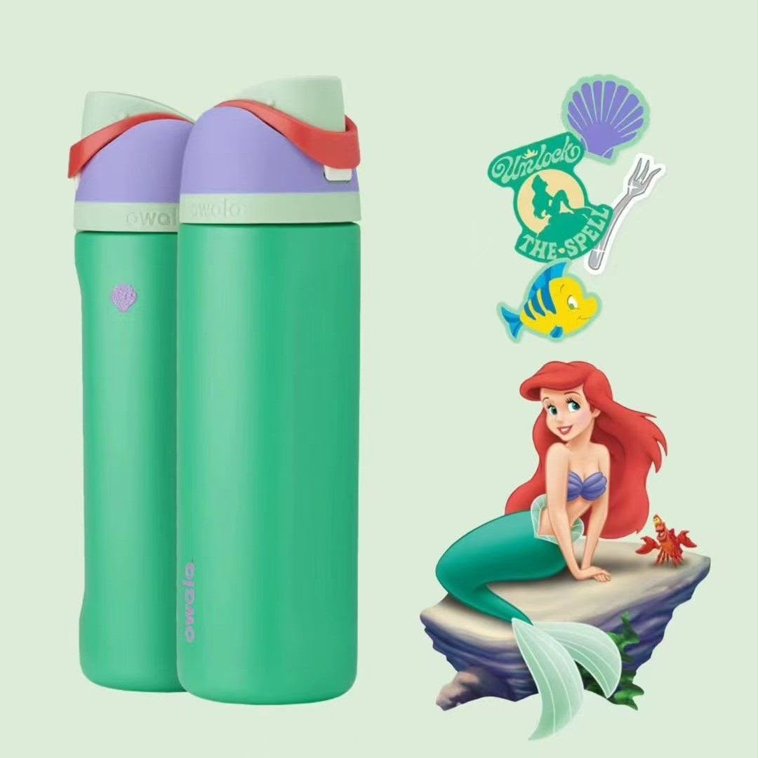 Owala Disney Princess FreeSip Insulated Stainless Steel Water Bottle with Straw and Sticker for Sports and Travel Owala