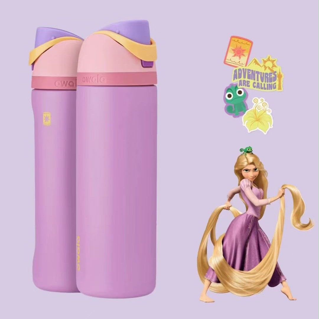 Owala Disney Princess FreeSip Insulated Stainless Steel Water Bottle with Straw and Sticker for Sports and Travel Owala