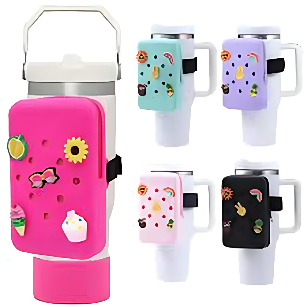 Colorful silicone pouch with playful charms