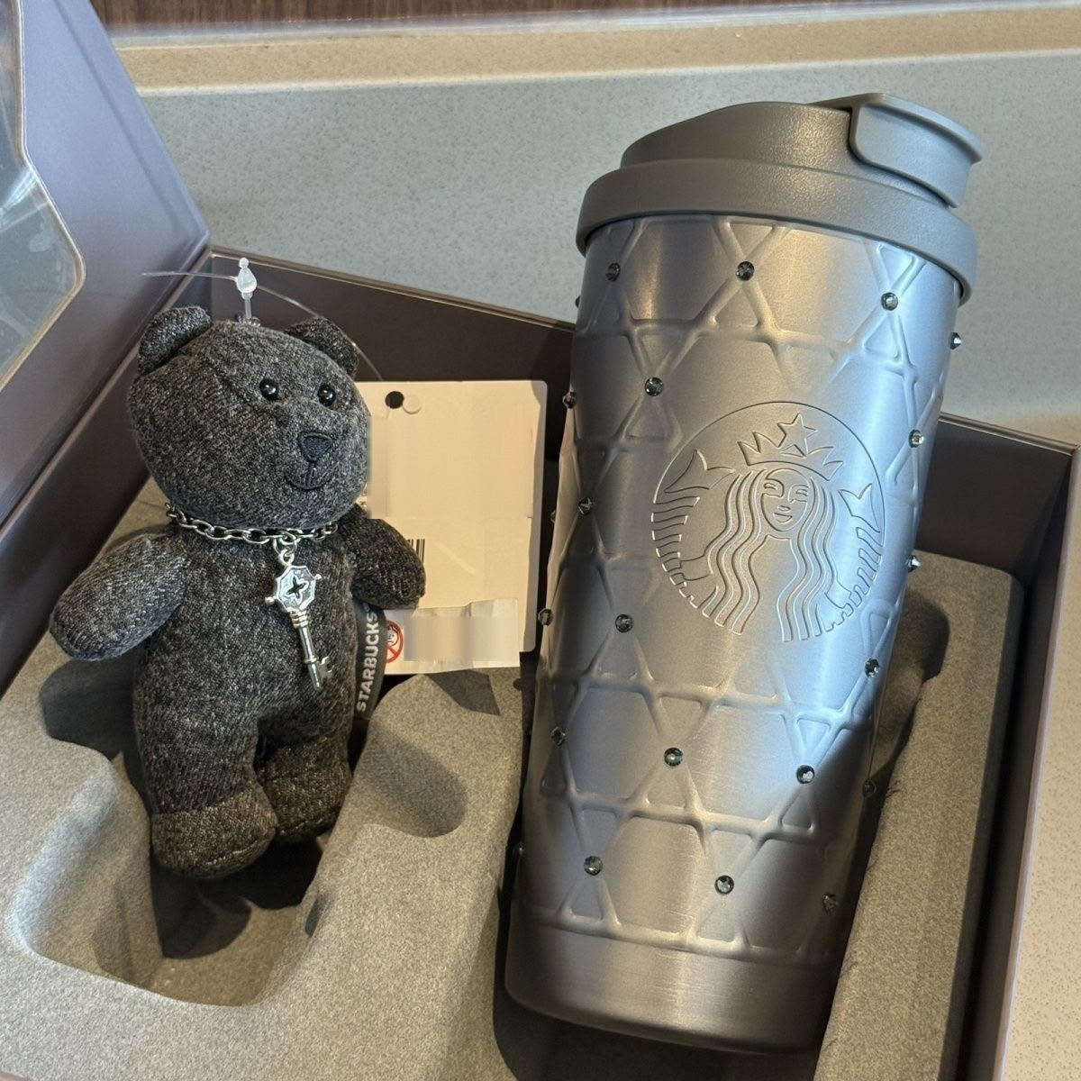 Starbucks Punk Ballet Rhinestone Tumbler & Bear Charm Gift Box, 550ml