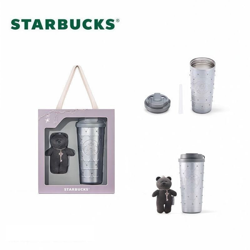 Starbucks Punk Ballet Rhinestone Tumbler & Bear Charm Gift Box, 550ml