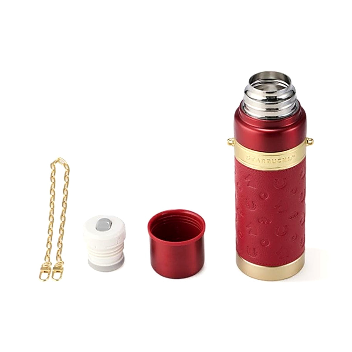 Starbucks 2026 Year of the Horse Red Leather Thermos with Gold Chain