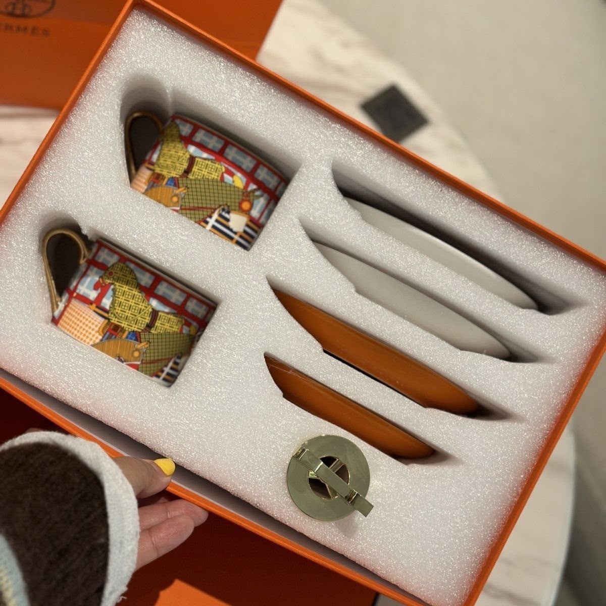 Hermès Home Collection New Afternoon Tea Coffee Cup Dessert Plate Set Of 3