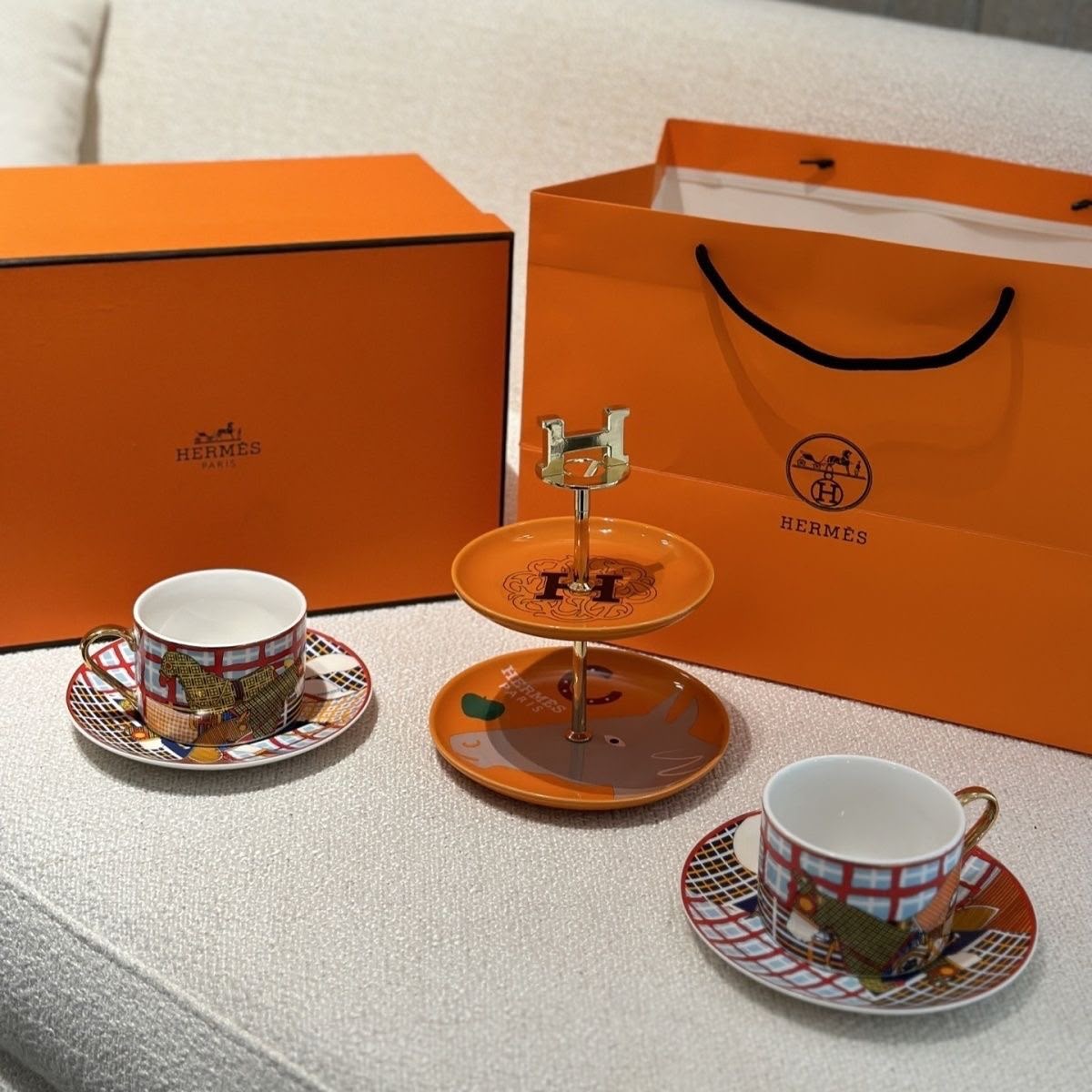Hermès Home Collection New Afternoon Tea Coffee Cup Dessert Plate Set Of 3