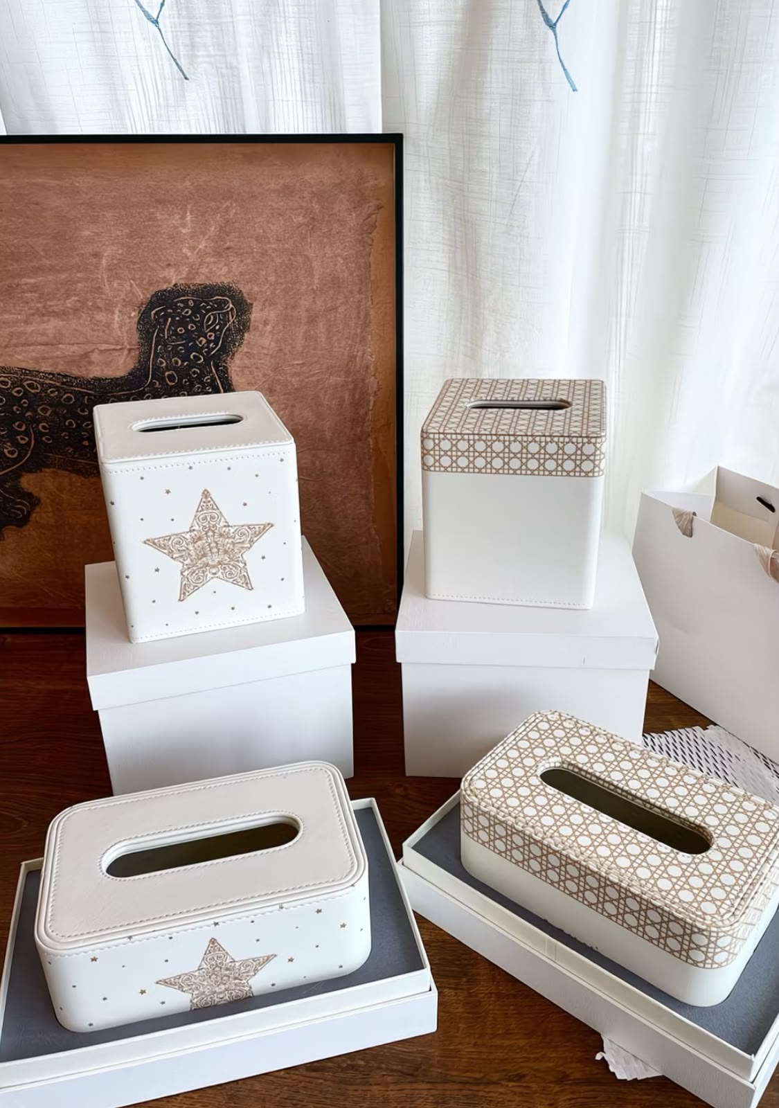 Christian Dior Leather Square Cardboard Box Tissue Holder