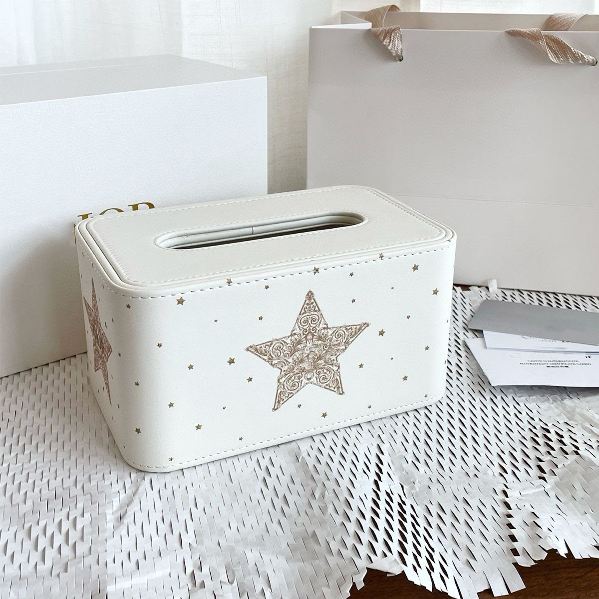 Christian Dior Leather Square Cardboard Box Tissue Holder