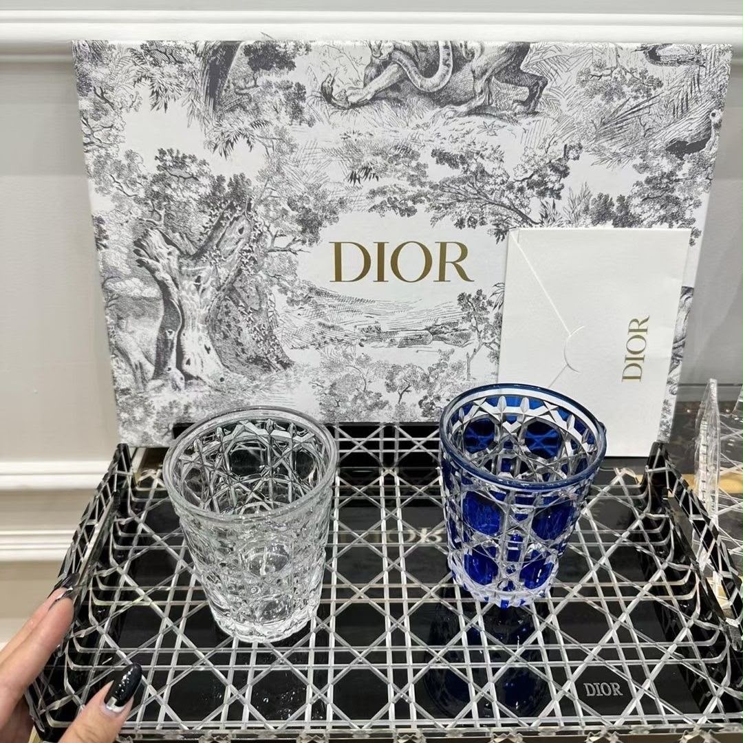 Christian Dior Checkered Pattern American Style Square Acrylic Resin Dishwasher Safe Transparent Glass Storage Tray