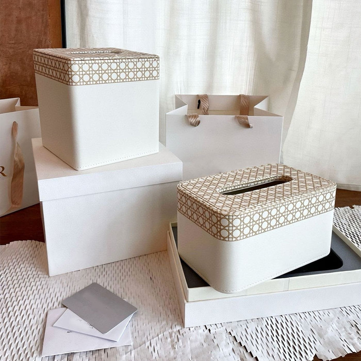 Christian Dior Leather Square Cardboard Box Tissue Holder