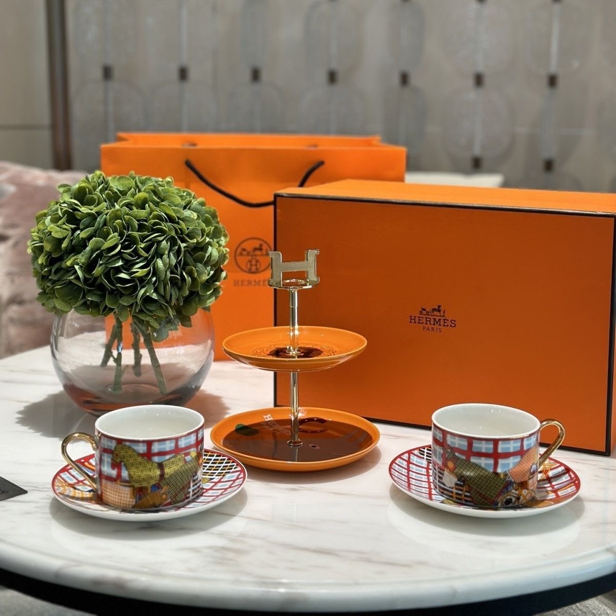 Hermès Home Collection New Afternoon Tea Coffee Cup Dessert Plate Set Of 3