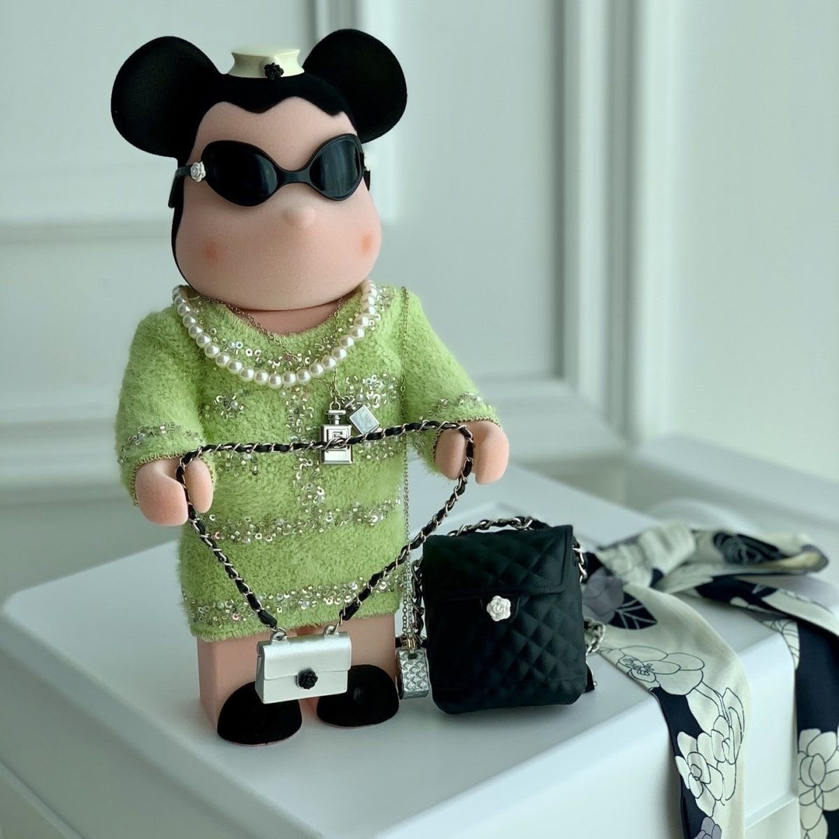 Coco Chanel-Inspired Violent Bear 28cm Flocked Material