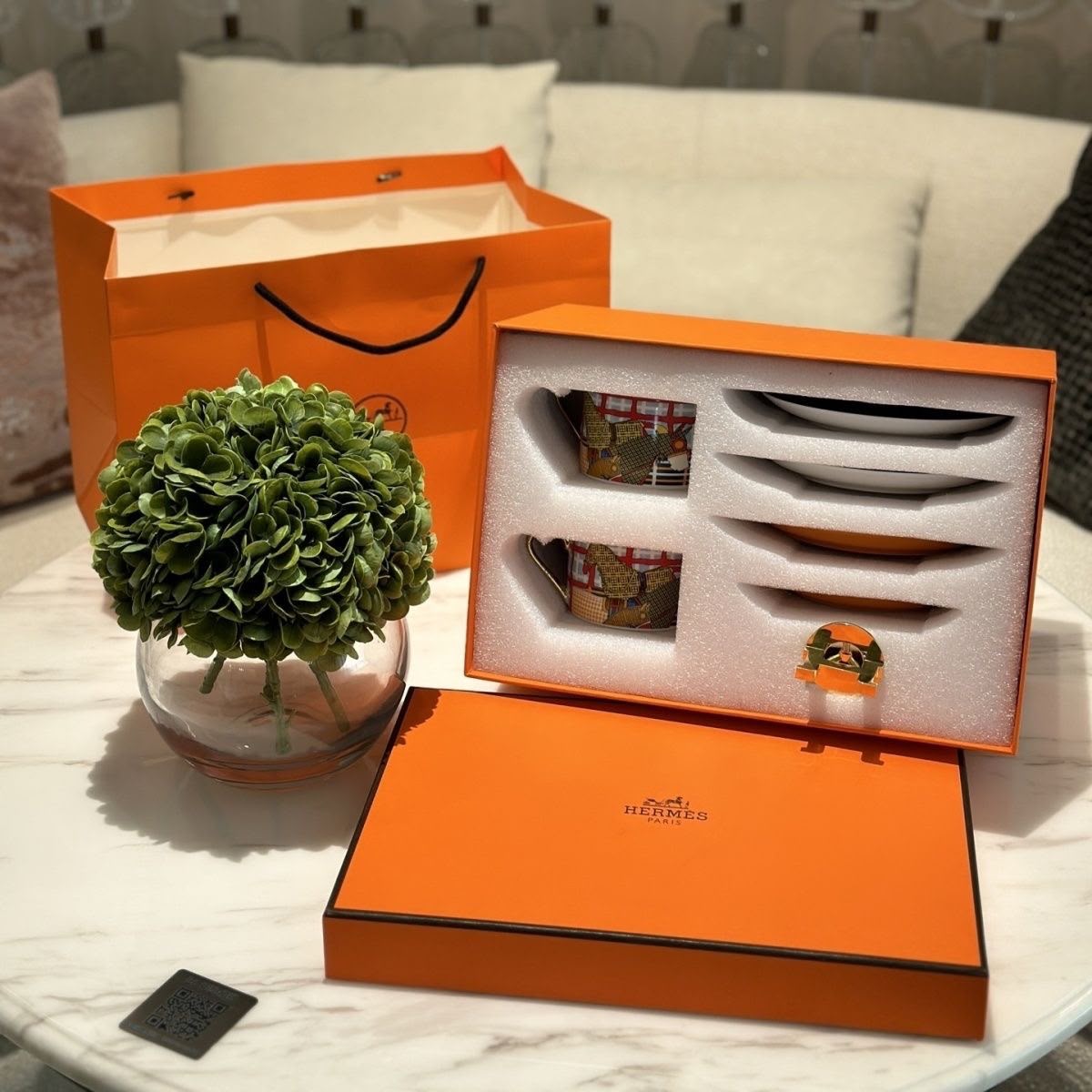 Hermès Home Collection New Afternoon Tea Coffee Cup Dessert Plate Set Of 3