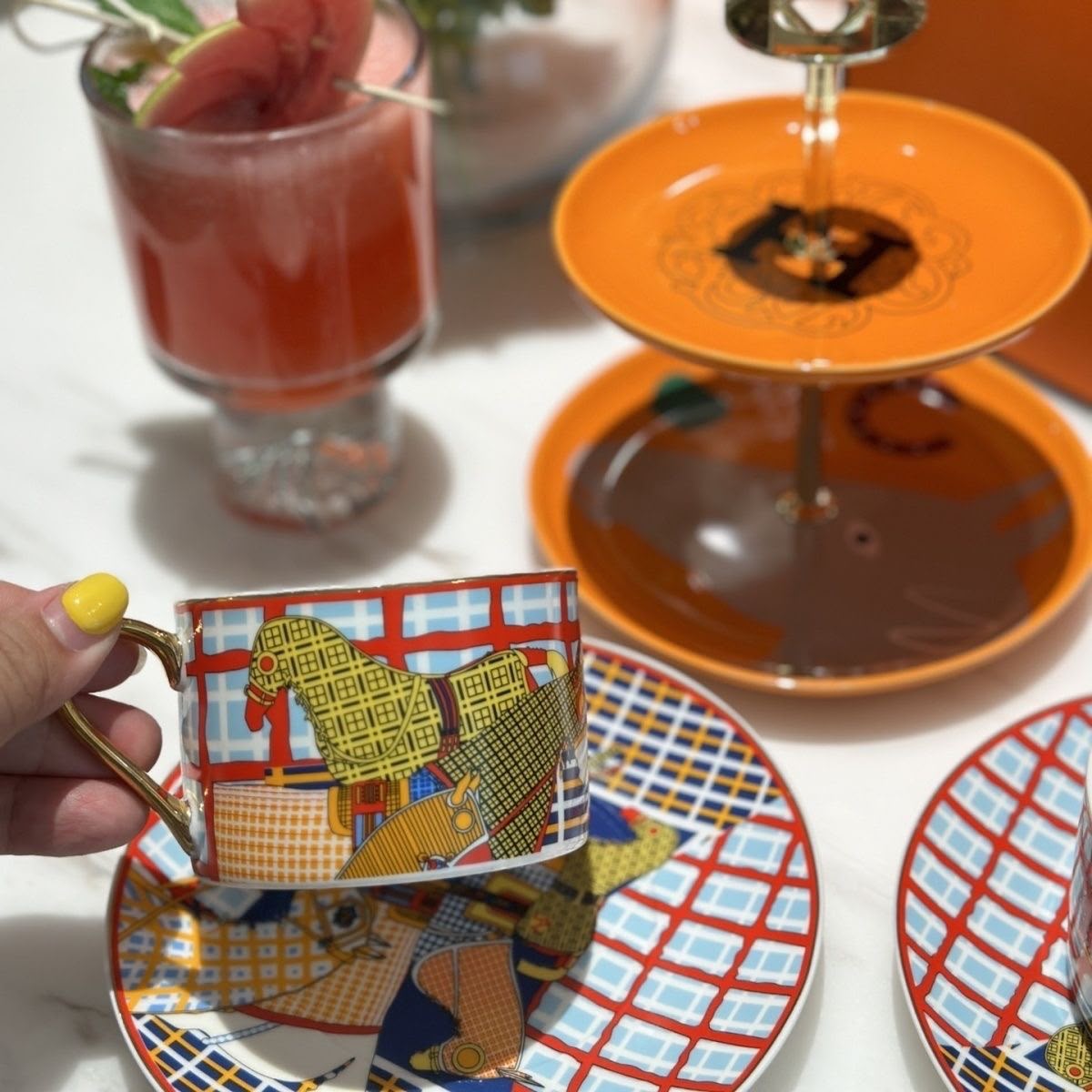 Hermès Home Collection New Afternoon Tea Coffee Cup Dessert Plate Set Of 3