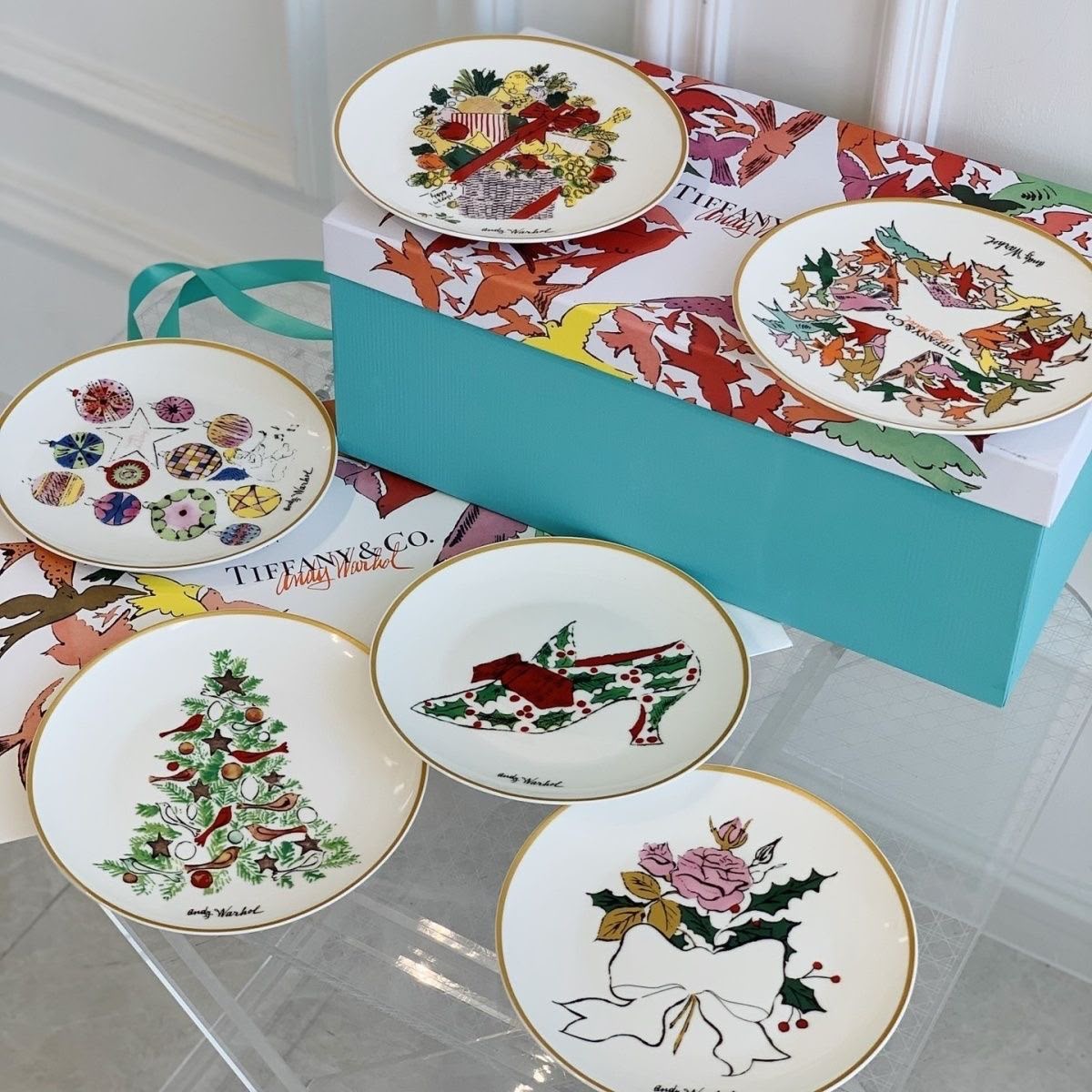 Tiffany & Co. x Andy Warhol Festive Bone China Set of 6 Dessert Plates
