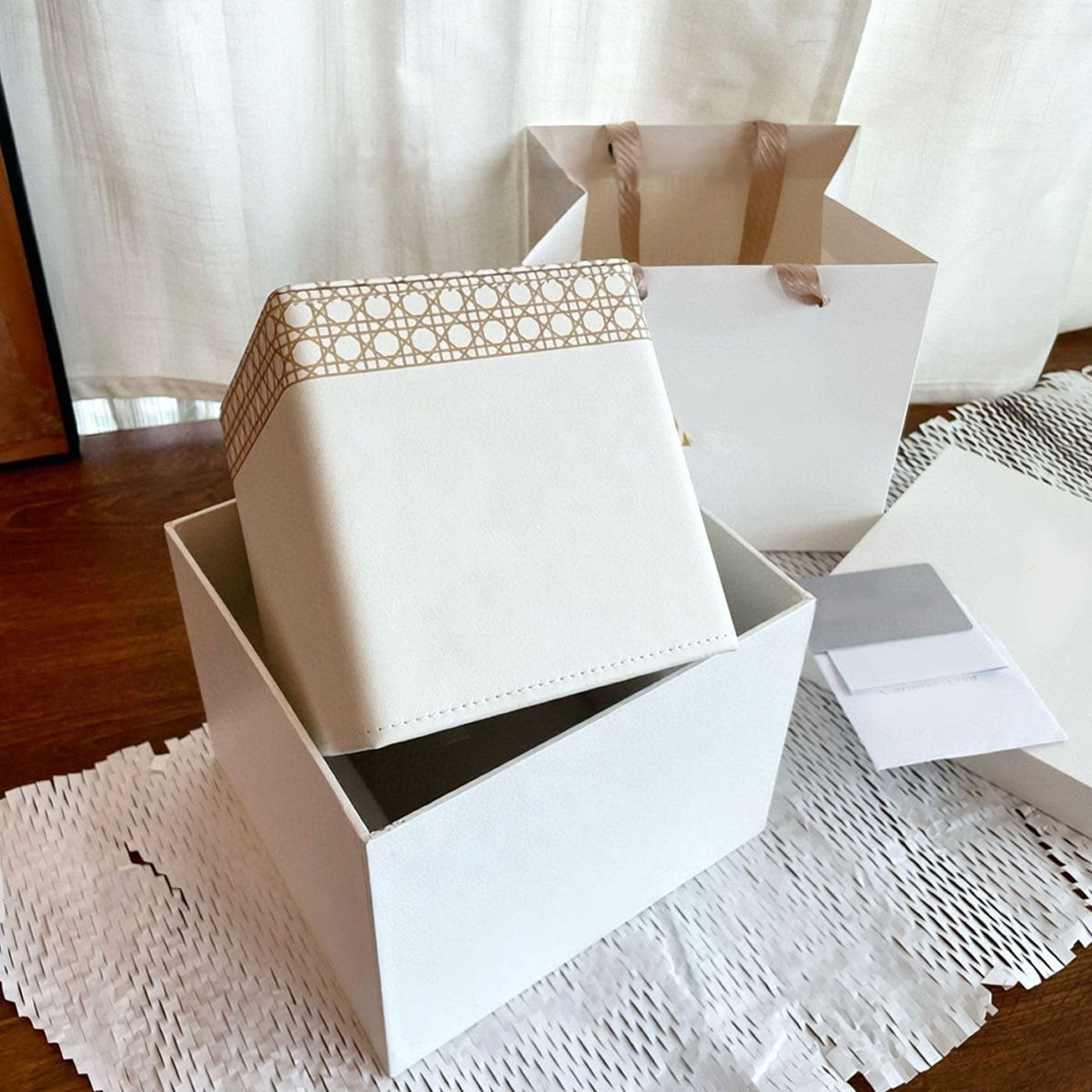 Christian Dior Leather Square Cardboard Box Tissue Holder