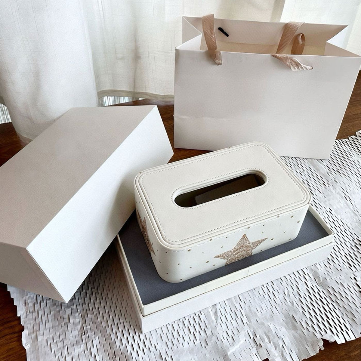 Christian Dior Leather Square Cardboard Box Tissue Holder