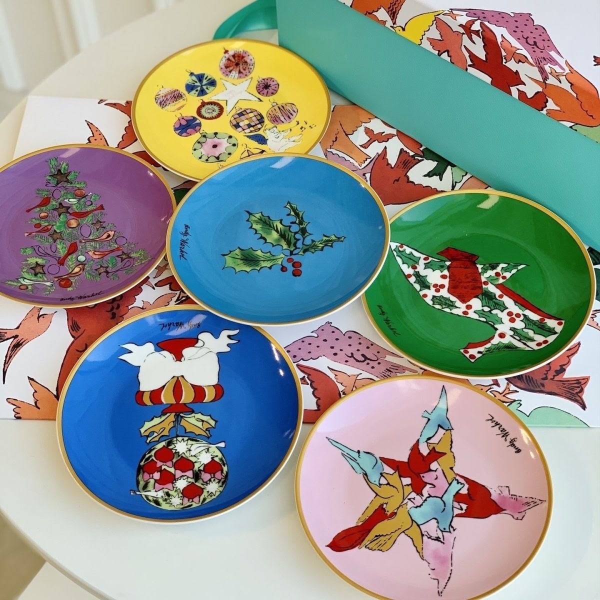 Tiffany & Co. x Andy Warhol Festive Bone China Set of 6 Dessert Plates