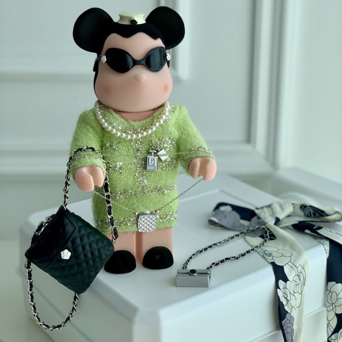 Coco Chanel-Inspired Violent Bear 28cm Flocked Material