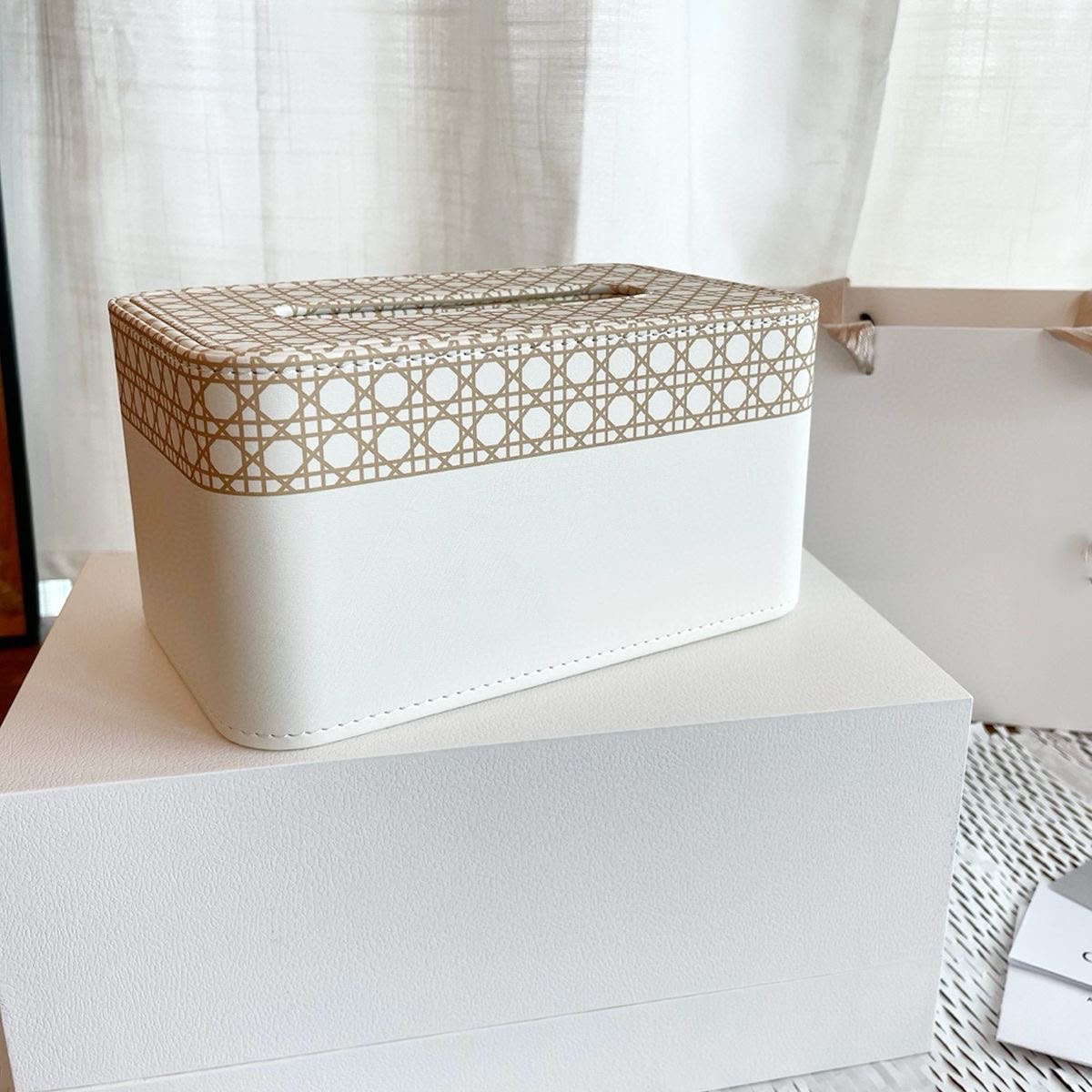 Christian Dior Leather Square Cardboard Box Tissue Holder