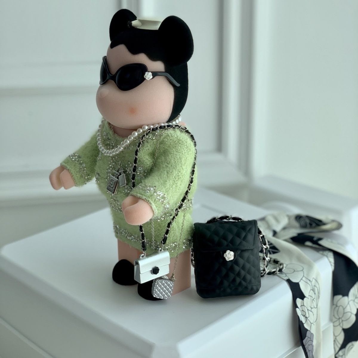 Coco Chanel-Inspired Violent Bear 28cm Flocked Material
