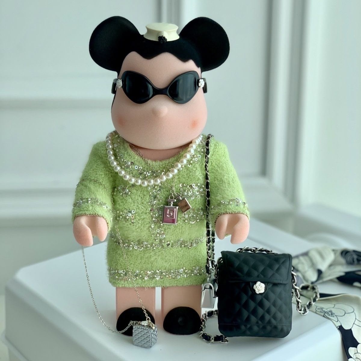 Coco Chanel-Inspired Violent Bear 28cm Flocked Material