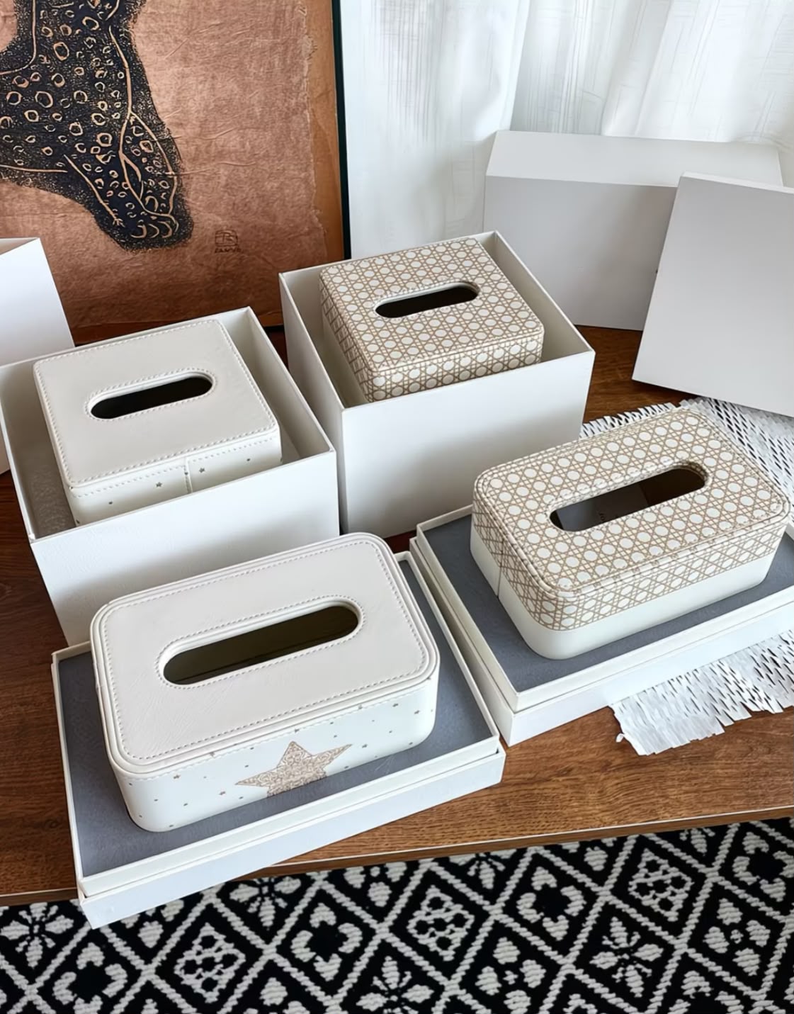 Christian Dior Leather Square Cardboard Box Tissue Holder